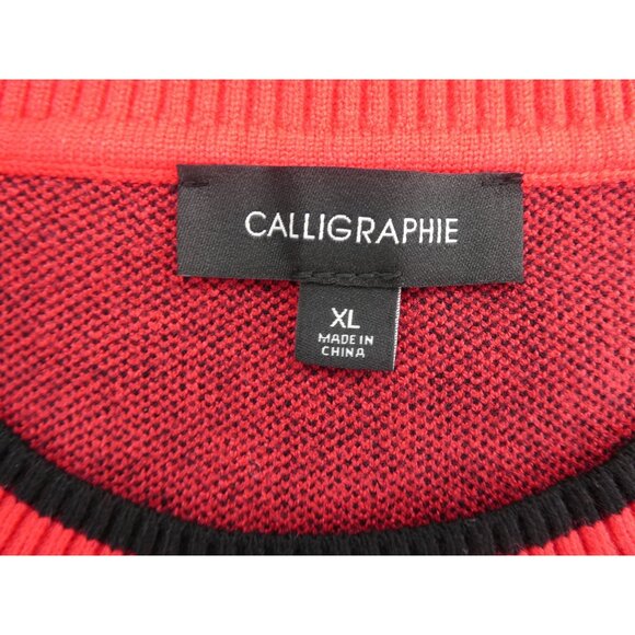 Calligraphie Women's Red Black Dog Sweater XL - Picture 5 of 8